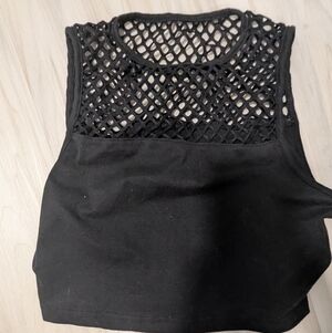 SHEIN Black Mesh Detail Top